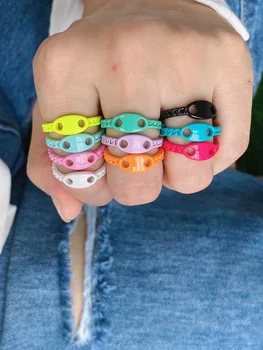10PCS, Korea Hånd Malet Åbne Ringe til Kvinder, Mode, Farverige Metal Dryp Olie Geometriske Ringe Sommer Smykker Gave