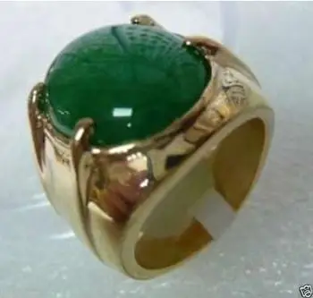 NY Mænds smykker grøn jade ring størrelsen 8-11#