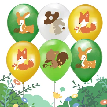 Hjorte, Egern, Jungle Dyr Latex Ballon Sæt Drenge Piger Fødselsdag Part Dekorationer Børn I Dag Part Forsyninger Fox Folie Ballon