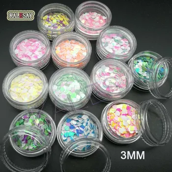 3MM Sprudlende Farverige Elsker Pailletter Pailletter DIY Holografiske Glitter Nail Hjerte Form 3D Flager Blandes Farve Manicure