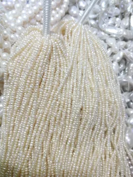Ægte perle 3mm hvid barok ferskvandsperle løse perler DIY gave et tråde Hul Ca 1mm 37CM 15