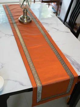Orange Lys Luksus Bordløber Broderet Solid Kinesisk Stil Bordet, Dækker Rektangulær Tabel Klud Hjem Skoskab Indretning