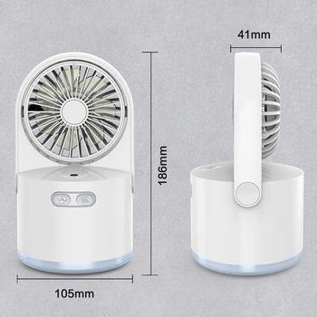 2 i 1 Mini Luftfugter Fan USB-Genopladelige Luften Køligere Ventilator Sommeren Husstand Office Desktop Vand Spray Befugte Dug Køling