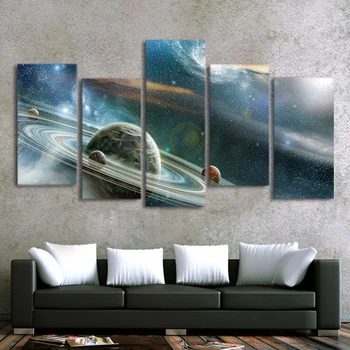 HD Trykte 5 Stykke Lærred Kunst Abstrakt Galaxy Maleri Indrammet Univers Væg Billeder til stuen Gratis Fragt