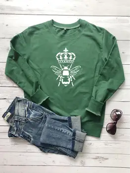 Queen bee crown graphic cool pige street style sweatshirts kvinder mode feministe grunge tumblr pullovere hot salg unge toppe