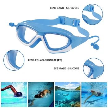 Justerbar børn Børn Vandtæt Silikone Anti Tåge UV-Skjold Svømning Briller, Beskyttelsesbriller Eyewear Briller med næseklemme