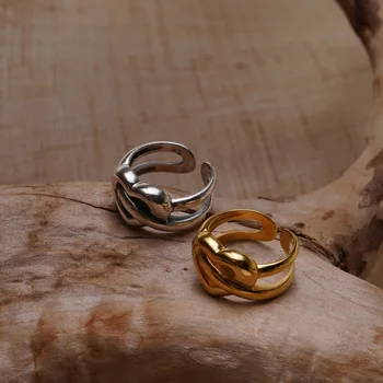 Nye 14K Forgyldt Flettet Hjerte Lille Tommelfinger Ring Justerbar Guld Sølv Farve Dobbelt Lag Guld Kærlighed Ring for Kvinder