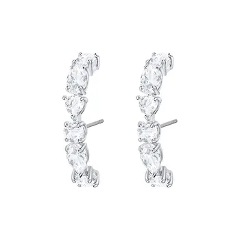 Mærke 1:1 Fashionable krumme perforeret geometriske indlagt krystal øreringe, udsøgte og elegant damer sølv smykker