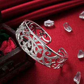 925 Sterling Sølv Hule Treen Gren armbånd & Armbånd Til Kvinder, af Høj Kvalitet, Elegant Dame Gave 925 Sølv Fine smykker