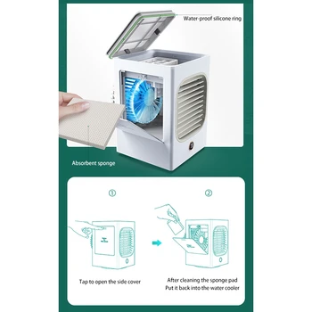 Air Cooler Mini Fan Bærbare Airconditioner for Værelset Hjem luftkøling Desktop Oplader Aircondition Fan