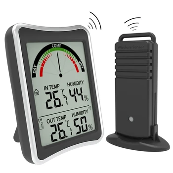 Trådløs vejrstation Indendørs / Udendørs Termometer Hygrometer Prognose Sensor QXNA