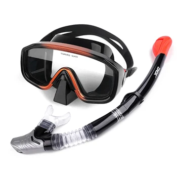 Professionel scuba dykning maske, snorkel beskyttelsesbriller under vandet fulde tør snorkel sæt anti-fog beskyttelsesbriller spejl svømme udstyr