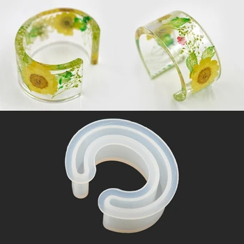 Nye Åbne Cuff Silikone Formen Smykker at Gøre armbånd Armbånd form Til Harpiks Blomst DIY