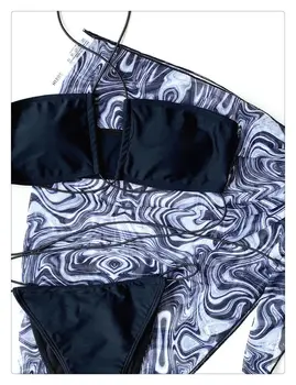 2021 Sommeren Nye Sexet Tre Stykke Kvinder Tie-dye Print Bikini Swimsuit Badetøj Bh Strand Slid