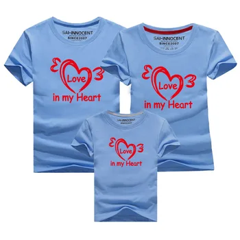 Grafisk i mit hjerte mønster familie matchende tøj far, mor, datter, søn, t-shirts mor far parret t-shirt tee