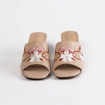 Tuyoki Plus Size 33-43 Fashion Sandaler, Sko Til Damer Nye Design Square Hæle Sko Kvinder Moderne Peep Toe Blomst Fodtøj