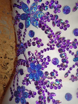 A3 Ren håndlavet blændende lilla sy på Rhinestones applique krystaller patches 65*30cm DIY kjole tilbehør