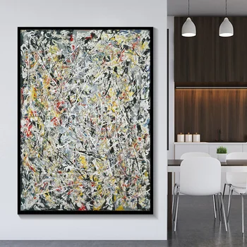 Moderne Jackson Pollock Hvidt Lys, Lærred, Olie Maleri Verdensberømte Kunst Plakat Væg Kunst Billede til stuen