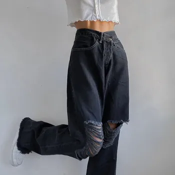Y2k Mode Huller Høj Talje Jeans 90'erne Vintage Streetwear Løs koreanske Bukser Joggere Kvinder Denim Bukser