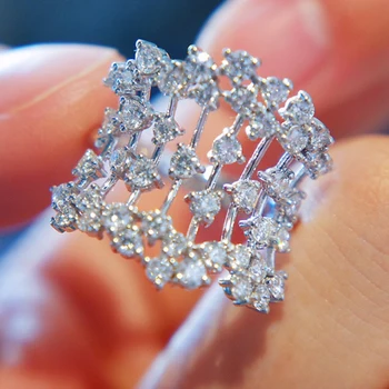 Aazuo 18K Orignal Hvid Guld Real Natrual Diamanter 1.65 ct Stor Luksus Ring Mode Gave Til Kvinden&Lady Fødselsdag Bryllup Fest