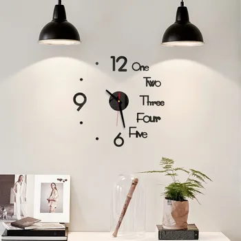 DIY Digital Wall Clock 3D Spejl Overflade Mærkat Stille Uret Hjem Kontor Indretning vægur for Soveværelse, Kontor Indretning