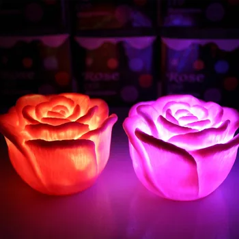 Nyligt Nye Romantiske Skiftende LED Flydende Steg Blomst Lys Nat Lys Bryllup Dekoration HG996