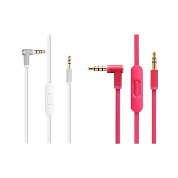 2 Stk Udskiftning Audio Kabel med i Line Mic Kontrol for Beats By Dr. Dre Hovedtelefoner Solo/Pro/Wireless,Hvid & Pink
