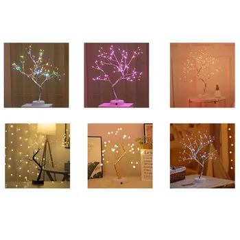 DIY-Kreative Bonsai LED Nat Lys USB Farverigt juletræ Lyser Lampen Touch Skifte Stjerneklar kulørte Lamper Til Hjemmet Udsmykning