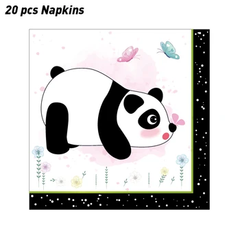Kids Baby Søde China Panda Tema engangsservice Sæt Plader, Kopper for Baby Brusebad Happy Birthday Party Suppllies Decors