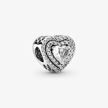 2021 Nye 925 Sterling SØLV charms Hjerte & Rose Heart Charm passer Oprindelige Pandora Armbånd sølv 925 smykker