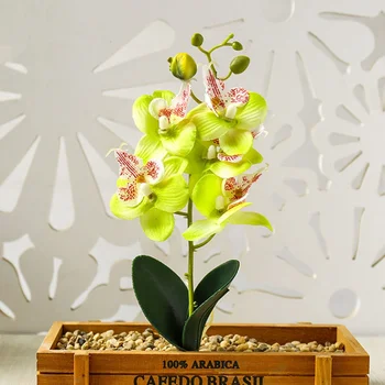 Hoveder Kunstige Butterfly Orchid Blomster Til Hjemmet, Haven Dekoration Kontor Soveværelse Ornament Desktop Tabel Blomst Bonsai