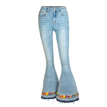Kvinders Europæiske og Amerikanske Tunge Industri Tre-dimensionelle Broderet Kvinder ' s Wear Jeans Nye Kvinder er Nittet Denim Bukser
