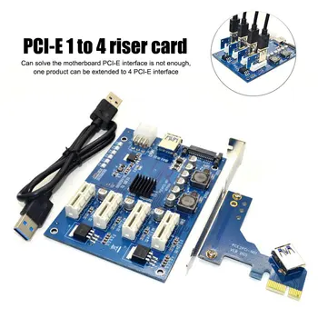 1 Sæt PCI-E X1 til 4PCI-E X16 udvidelseskort Kit 1 til 4 Port til PCI Express-Skifte Multiplikator HUB 6Pin Sata USB 3.0 Riser-Kort Kabel