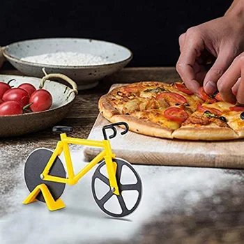 2 Stykker Cykel Pizza Cutter, Cykel Pizza Cutter Pizza Hjul Pålægsmaskine, Dobbelt Rustfrit Stål Pizza Kniv med Støtteben