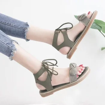 Sandaler Kvinder er Flad Bue 2021 Sommeren Nye Studerende koreanske Version af Den Vilde Harajuku Stil Romerske Sko Shoes Para Mujer