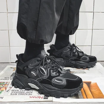 Casual Sko Mænd Mode Chunky Sneakers Højde Stigende Mand Fodtøj Åndbar Slidstærk Daddy Sko Hombre Zapatillas