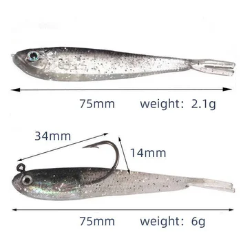 5-tommer bløde agn fisk gaffel hale krog fisk kunstig agn fisk fiskeri udstyr