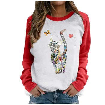 Engros Kvinders Sweatshirt Udskrive Lange Ærmer Pullover Oversize Bluse Kvindelige Sweatshirts Efterår og Vinter Tøj, Mode 2021