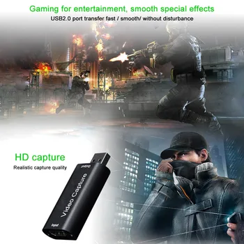 Video Capture-Kort, USB 2.0, HDMI-kompatibel Video Grabber Optage Box DVD-Videokamera til PS4 Spil, HD-Kamera Optagelse Live