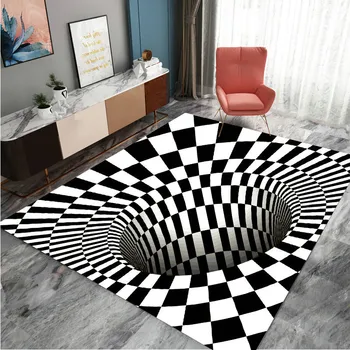 Vortex illusion tæppe 3d vortex illusion print hvirvel optisk illusion områder tæppe tæppe tæppe non-slip mat dørmåtte tæpper