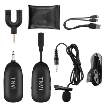 TNVI V1 2,4 G Trådløse Mikrofon-System med Genopladelige Mini Transmitter & Reveiver Revers Lavalier Mikrofon-3,5 mm Stik