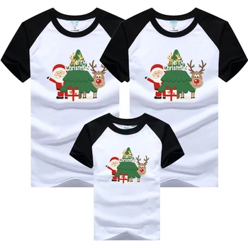 Jul Familie Udstyr Jul Tøj Forældre-barn SuitSplicing T-shirts Nye Baby Kid Far Mor Matchende Tøj Familie