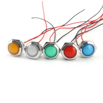 12 mm 16 mm 19 mm 22 mm, rød og grøn lys metal kugle-dobbelt farve 12v 24v 220v arbejder strømforsyning vandtæt lampe