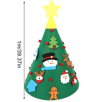 Børn Diy juletræ Håndlavet Følte Klud Christmas Tree 3D Tromme Følte juletræ Jævn Skæring