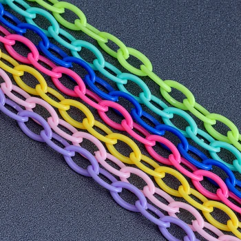 5pcs/masse Rainbow Akryl Kæde Links DIY Charme Tilbehør til smykkefremstilling Farverige Briller Kæde Maske kæde Kæde