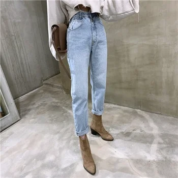 Koreanske Kvinder Jeans Streetwear Damer Løse Jeans Denim med Høj Talje Bomuld Vintage Blyant Bukser 2021Summer Jeans