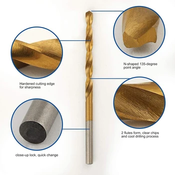 120 Stk Titanium Boret Sæt HSS spiralbor til Metal, Stål, Træ, Plast, Kobber, Aluminium, 1 mm til 3,5 mm