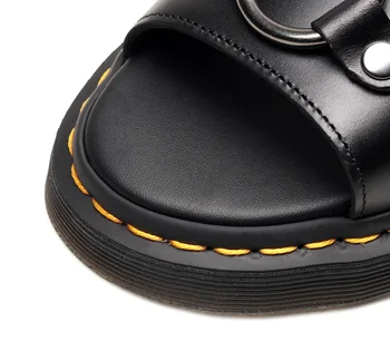 Nye Luksus Læder Sandaler Til Mænd, Sort Casual Sko Herre Brand Designer Trekking Sandaler Mænd Behagelig Mand Lejligheder Sandaler