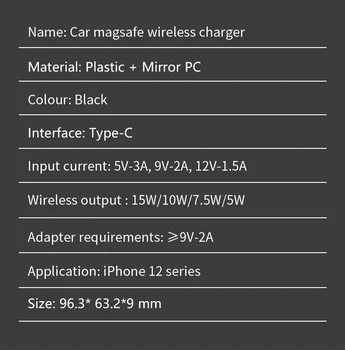 15W Magnetiske Trådløs Bil Oplader Mount til iPhone 12mini 12 Pro Max antal Magsafing Hurtig Opladning Trådløse Oplader, Bil, Telefon Holder