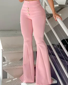 Damer elegant pink office style spaghetti strop V-hals habitjakke og knappede blusset bukser sommeren 2021